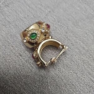 Dior Gold Earrings with Green and Red Accents